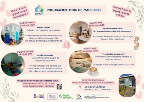 Programme du mois de Mars – maison 1,2,3 Soleil