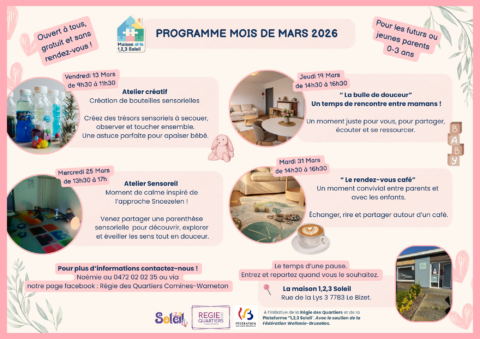 Programme du mois de Mars – maison 1,2,3 Soleil